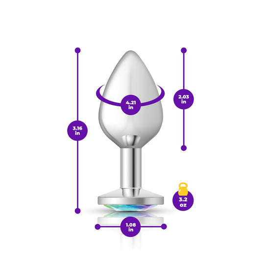 Clear Iridescent Round Gem Silver Metal Plug - Md