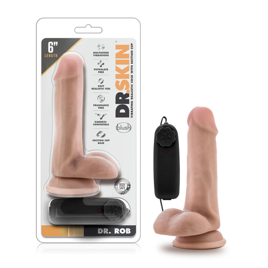 "Dr. Skin - Dr. Rob - 6 Inch Vibrating Cock With Suction Cup - Vanilla BL-12603"