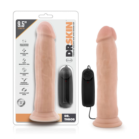 "Dr. Skin - Dr. Throb - 9.5 Inch Vibrating Realistic Cock With Suction Cup - Vanilla BL-13813"
