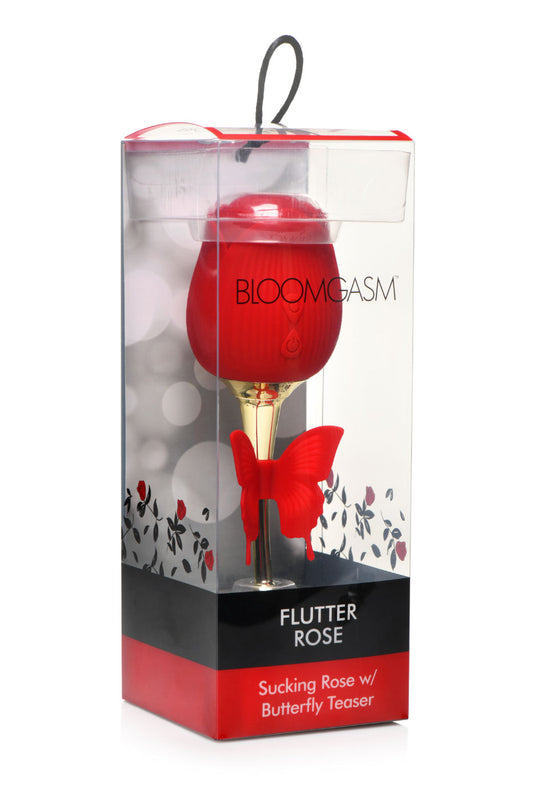 "Bloomgasm Flutter Rose Sucking Rose with Butterfly Teaser - Red INM-AG954"