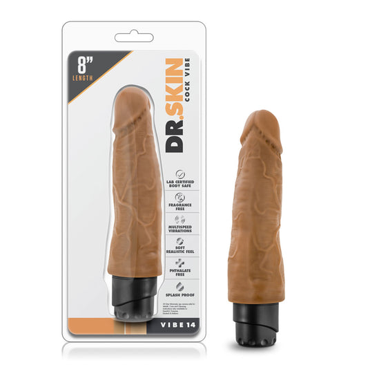 "Dr. Skin - Cock Vibe 14 - 8 Inch Vibrating Cock - Mocha BL-11387"