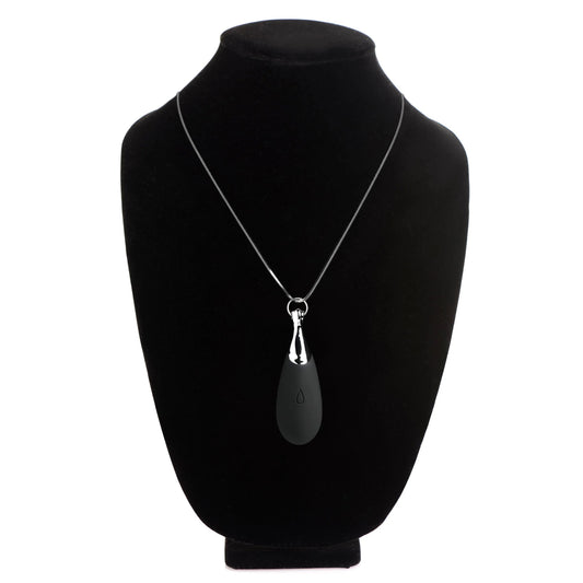 10x Vibrating Silicone Teardrop Necklace - Black