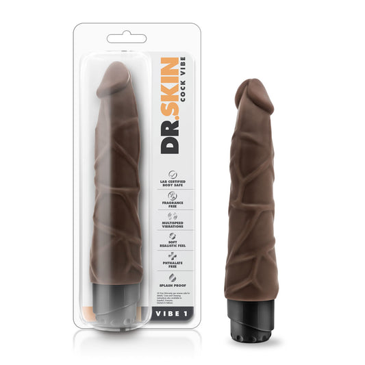 "Dr. Skin - Cock Vibe 1 - 9 Inch Vibrating Cock - Chocolate BL-10076"
