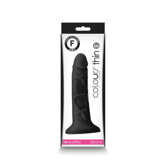 "Colours - Pleasures - Thin 5 Inch Dildo - Black NSN-0405-53"