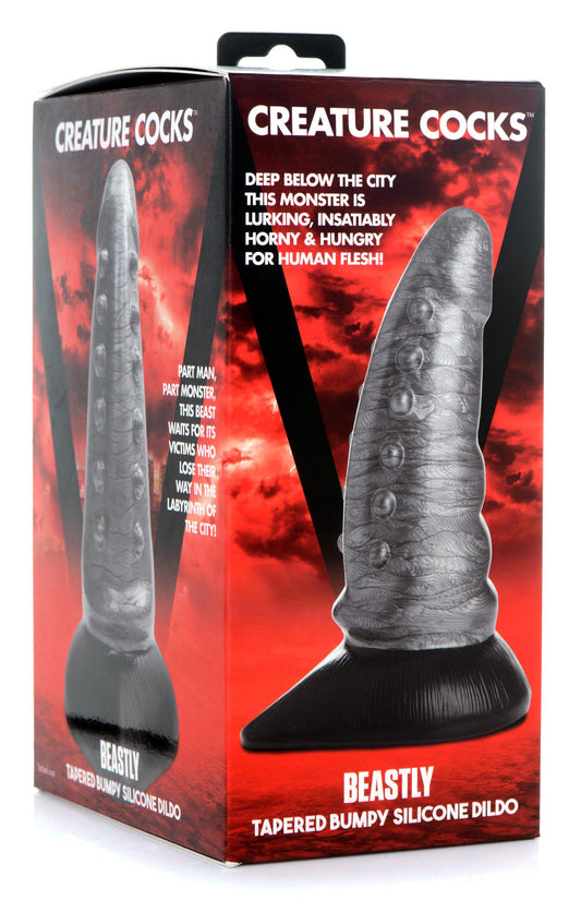 "Beastly Tapered Bumpy Silicone Dildo - Silver CC-AG878-SLV"