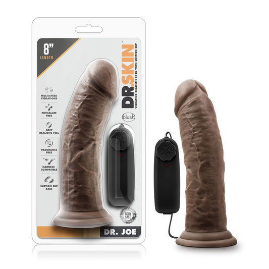"Dr. Skin - Dr. Joe - 8 Inch Vibrating Cock With Suction Cup - Chocolate BL-13826"