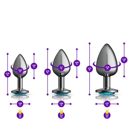 Teal Round Gem Anal Trainer Kit - Gunmetal