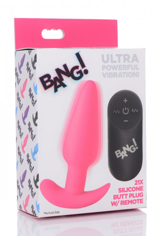 "21x Silicone Butt Plug With Remote - Pink BNG-AG563-PNK"