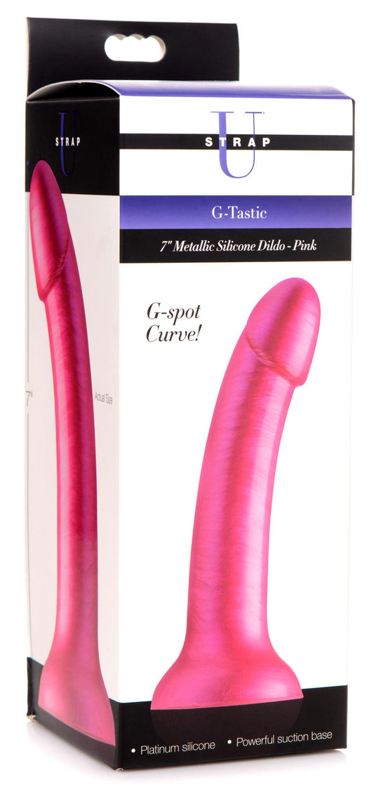 "G-Tastic 7 Inch Metallic Silicone Dildo - Pink SU-AG862-PNK"