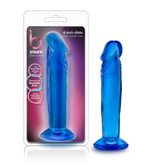 "B Yours - Sweet n' Small 6 Inch Dildo With Suction Cup - Blue BL-14622"