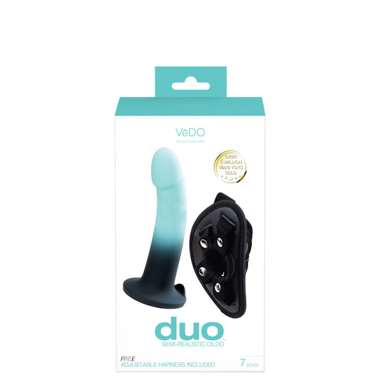 "Duo Semi-Realistic Dildo With Harness - Turquoise/black VI-A0201"