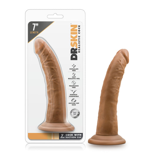 "Dr. Skin - 7 Inch Cock With Suction Cup - Mocha BL-12707"