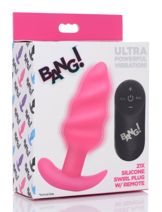 "21x Silicone Swirl Plug With Remote - Pink BNG-AG564-PNK"