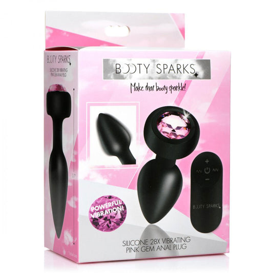 "28x Silicone Vibrating Pink Gem Anal Plug With Remote - Small BTYS-AG965-SML"