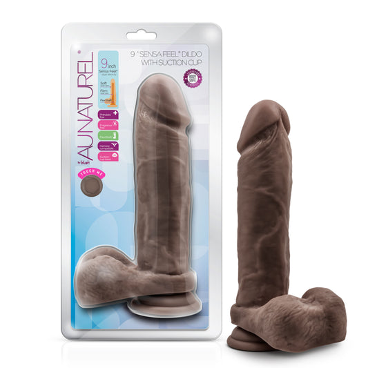 "Au Natural - 9 Inch Dildo With Suction Cup - Chocolate BL-56476"