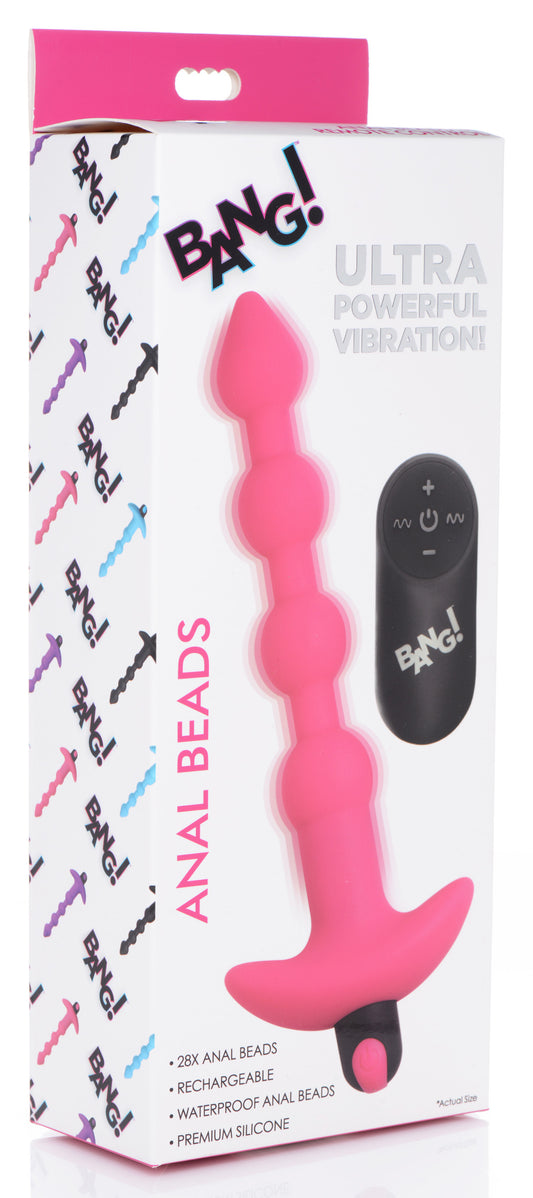 "Bang - Vibrating Silicone Anal Beads and Remote Control - Pink BNG-AG614-PNK"