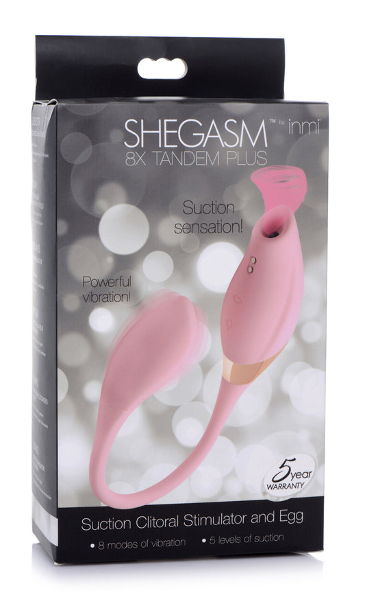 "Shegasm 8x Tandem Plus Silicone Suction Clit Stimulator and Egg INM-AG674"