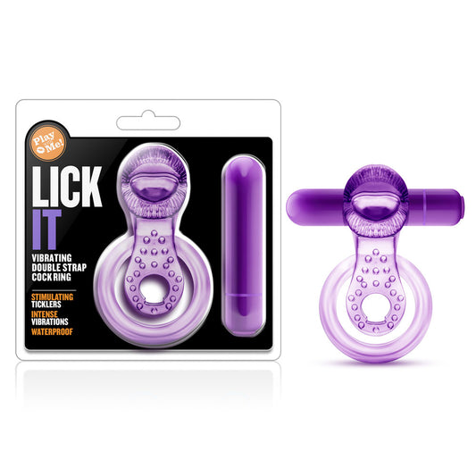 "Play With Me - Lick It - Vibrating Double Strap Cockring - Purple BL-61911"