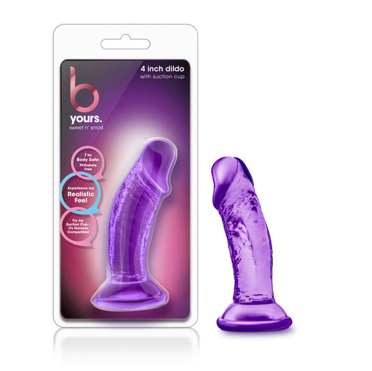 "B Yours - Sweet n' Small 4 Inch Dildo With Suction Cup - Purple BL-13621"