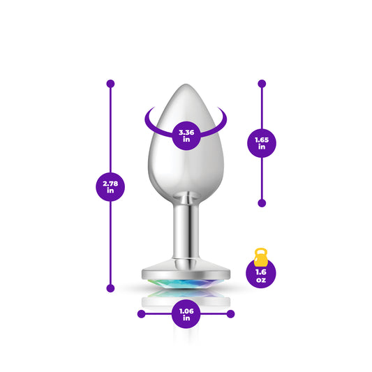 Clear Iridescent Round Gem Silver Metal Plug - Sm