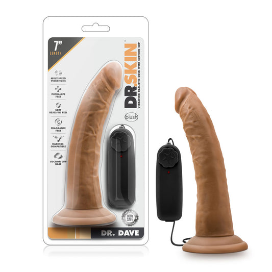 "Dr. Skin - Dr. Dave - 7 Inch Vibrating Cock With Suction Cup - Mocha BL-13707"