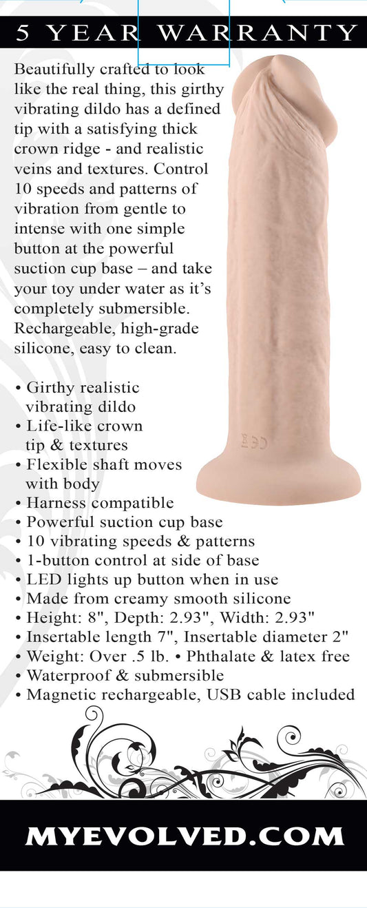 "7 Inch Girthy Vibrating Dong - Light EN-RD-2734-2"