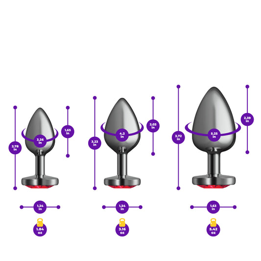 Red Heart Gem Anal Trainer Kit - Gunmetal