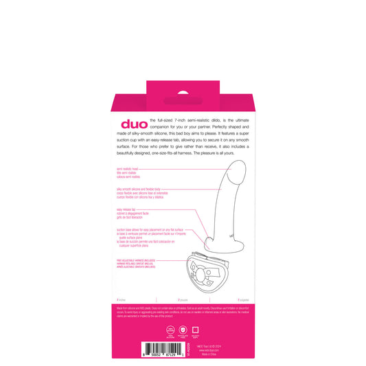 Duo Semi-Realistic Dildo With Harness - Pink/purple