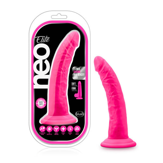 "Neo Elite - 7.5 Inch Silicone Dual Density Cock - Neon Pink BL-82200"