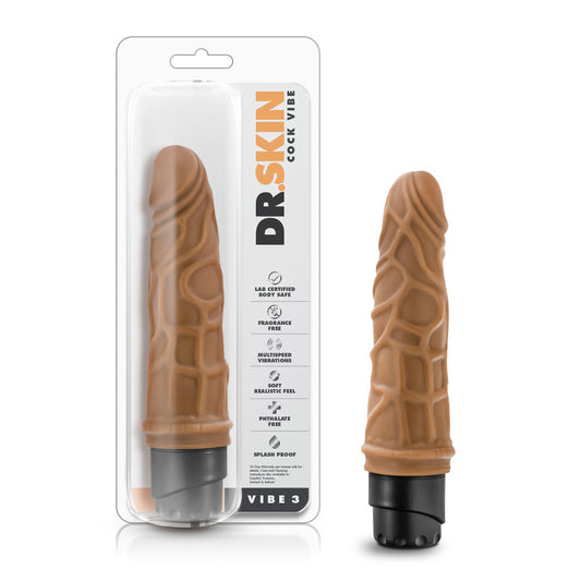 "Dr. Skin - Cock Vibe 3 - 7.25 Inch Vibrating Cock - Mocha BL-10097"