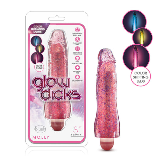 "Glow Dicks - Molly Glitter Vibrator - Pink BL-43010"