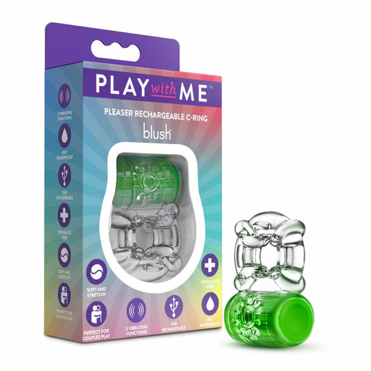 "Play With Me Pleaser Rechargeable C-Ring Neon-Green BL-31622"