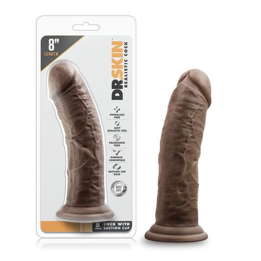 "Dr. Skin - 8 Inch Cock With Suction Cup - Chocolate BL-12806"
