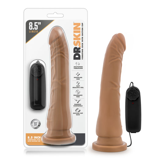 "Dr. Skin - 8.5 Inch Vibrating Realistic Cock With Suction Cup - Mocha BL-13057"