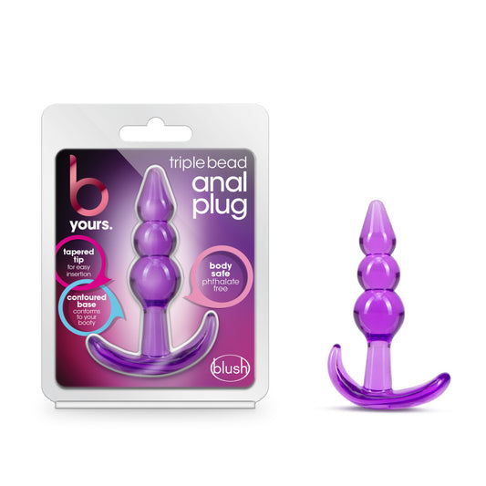 "B Yours - Triple Bead Anal Plug - Purple BL-24411"