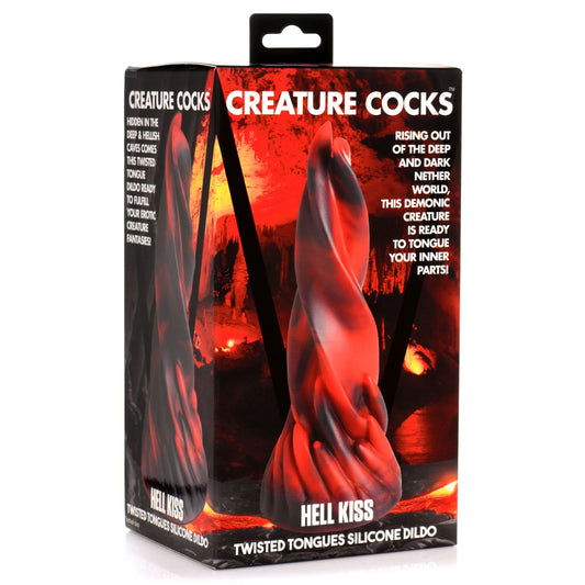 "Hell Kiss Twisted Tongues Silicone Dildo - Red CC-AH159-RED"