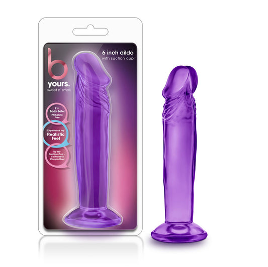 "B Yours - Sweet n' Small 6 Inch Dildo With Suction Cup - Purple BL-14621"