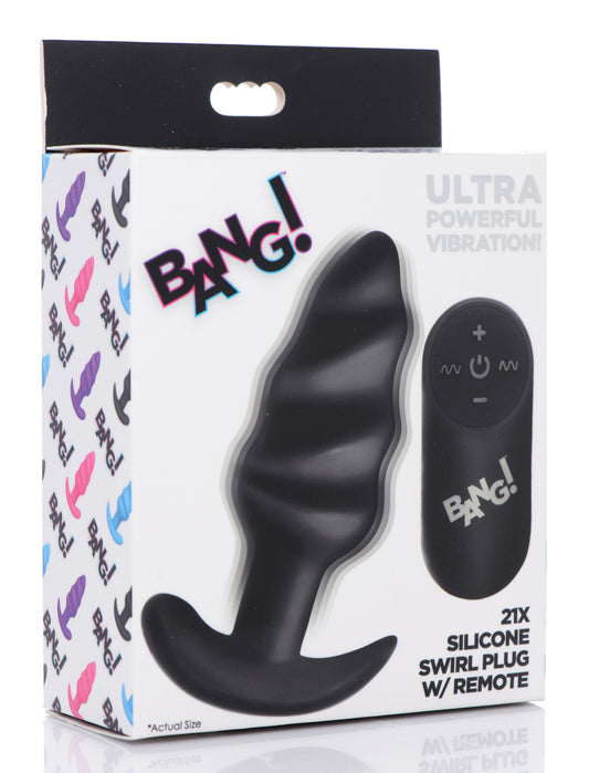 "21x Silicone Swirl Plug With Remote -Black BNG-AG564-BLK"