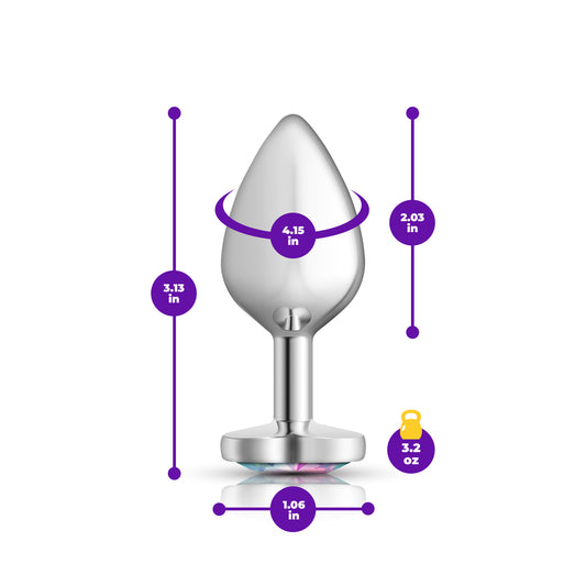 Clear Iridescent Heart Gem Silver Metal Plug - Md