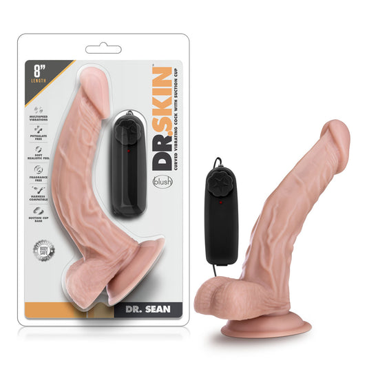 "Dr. Skin - Dr. Sean - 8 Inch Vibrating Cock With Suction Cup - Vanilla BL-13493"