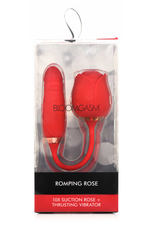 "Bloomgasm Romping Rose Suction and Thrusting Vibrator - Red INM-AH147"