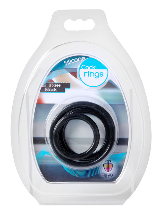 "Trinity Silicone Cock Rings - Black TV-SP130-BLK"