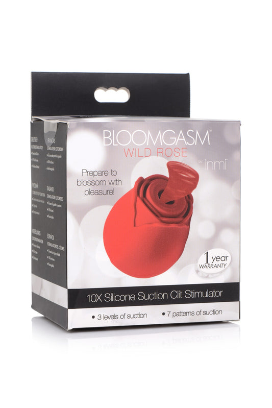 "Inmi - Bloomgasm Wild Rose Silicone Suction Stimulator - Red INM-AG776"