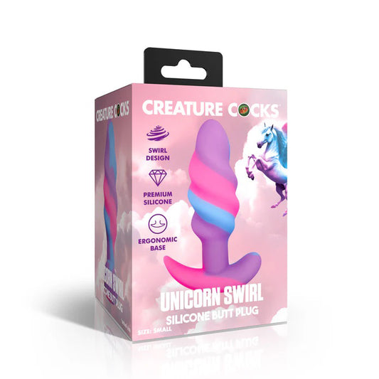 "Unicorn Swirl Silicone Butt Plug - Small CC-AH706-SMALL"