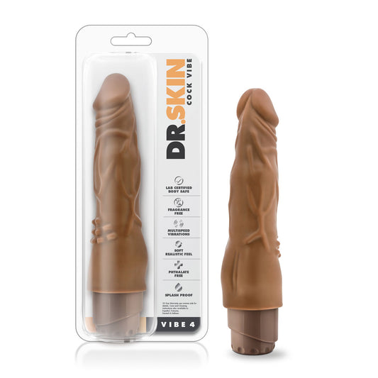 "Dr. Skin - Cock Vibe 4 - 8 Inch Vibrating Cock - Mocha BL-10127"