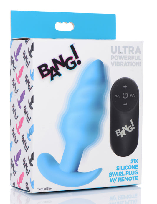 "21x Silicone Swirl Plug With Remote - Blue BNG-AG564-BLU"