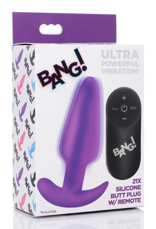 "21x Silicone Butt Plug With Remote - Purple BNG-AG563-PUR"