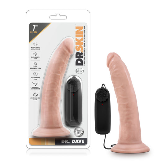 "Dr. Skin - Dr. Dave - 7 Inch Vibrating Cock With Suction Cup - Vanilla Ea BL-13703"