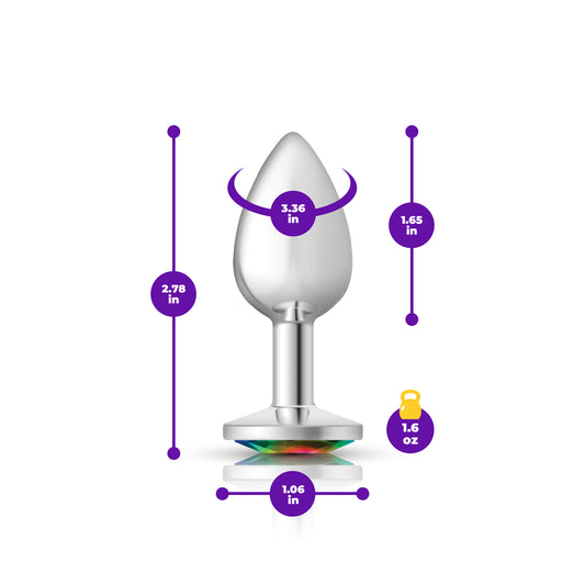 Rainbow Round Gem Silver Metal Plug - Sm