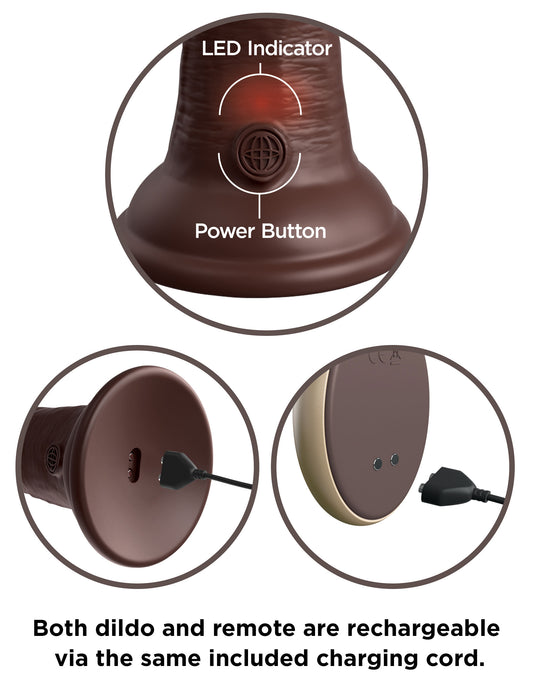 King Cock Elite 7 Inch Vibrating Silicone Dual Silicone Dual Density Cock With Remote - Brown PD5777-29